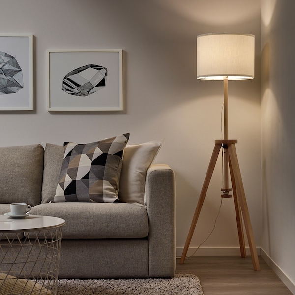 IKEA LAUTERS floor lamp, ash/white Ash / White, Ikea Ireland | 1687EWJPO
