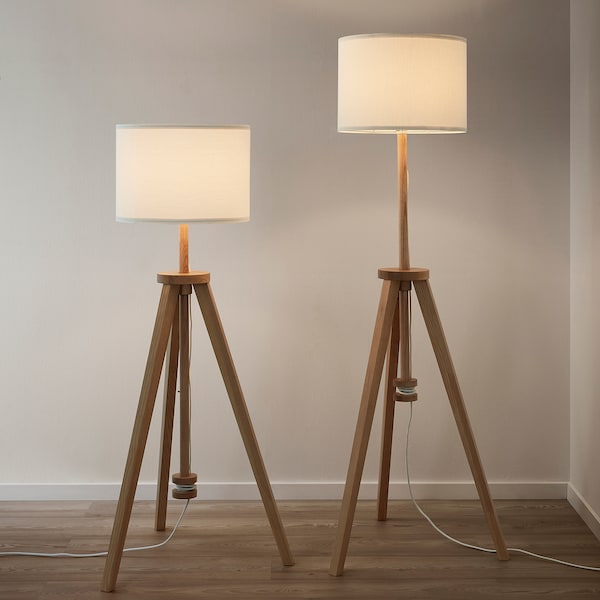 IKEA LAUTERS floor lamp, ash/white Ash / White, Ikea Ireland | 1687EWJPO