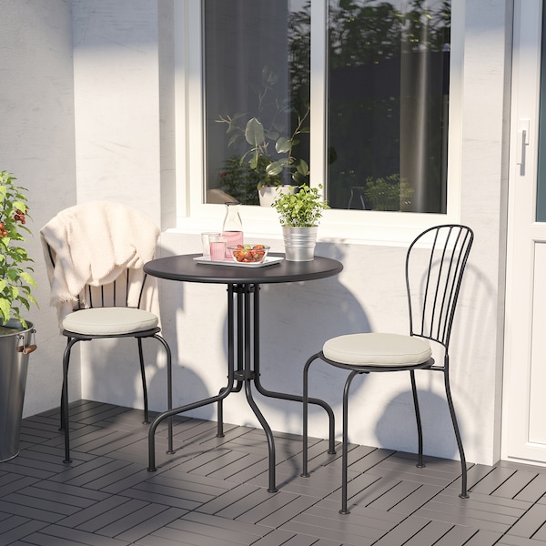IKEA LÄCKÖ table+2 chairs, outdoor Gray / Frösön / Duvholmen Beige, Ikea Ireland | 9506RKDLP