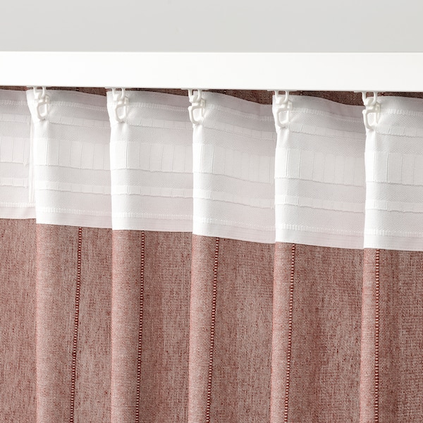 IKEA LENDA curtains with tie-backs, 1 pair, 55x98 in Brown / Red, Ikea Ireland | 6478PSUGB