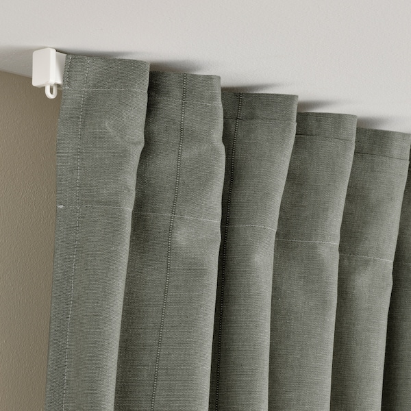 IKEA LENDA curtains with tie-backs, 1 pair, 55x98 in Light Gray / Green, Ikea Ireland | 1839OCJBM