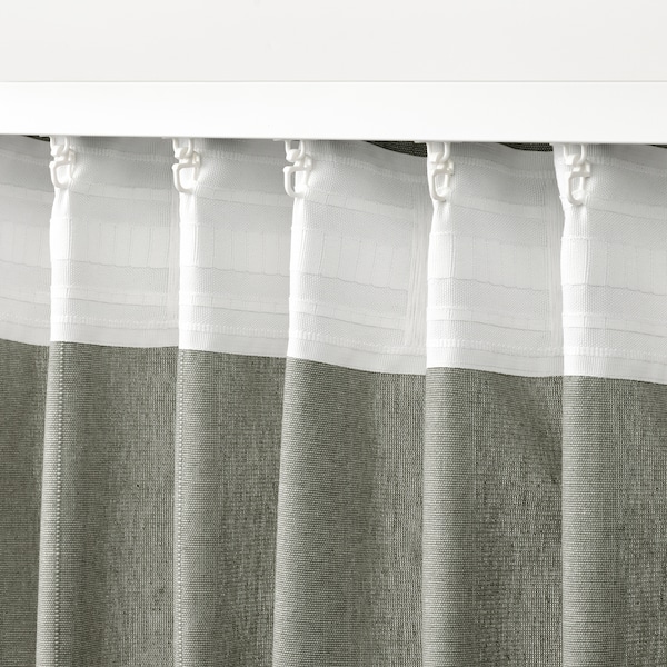 IKEA LENDA curtains with tie-backs, 1 pair, 55x98 in Light Gray / Green, Ikea Ireland | 1839OCJBM
