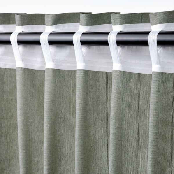 IKEA LENDA curtains with tie-backs, 1 pair, 55x98 in Light Gray / Green, Ikea Ireland | 1839OCJBM