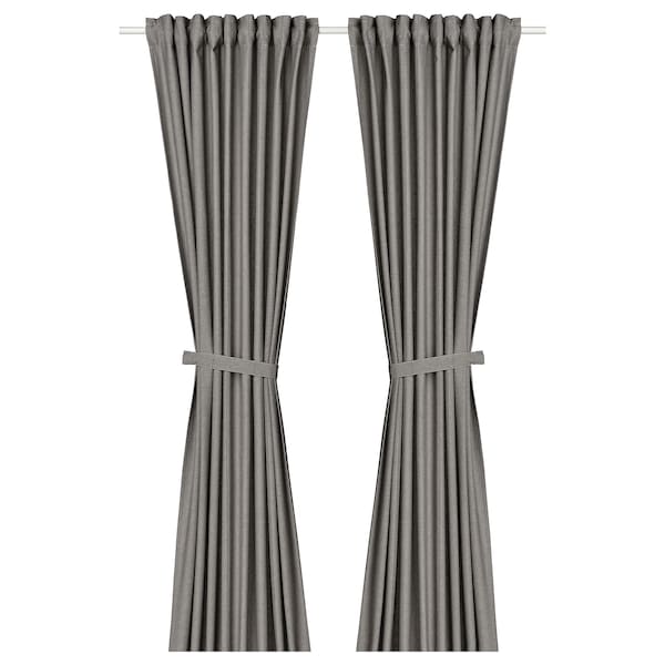 IKEA LENDA curtains with tie-backs, 1 pair, 55x98 in Dark Gray, Ikea Ireland | 6372NCIFE