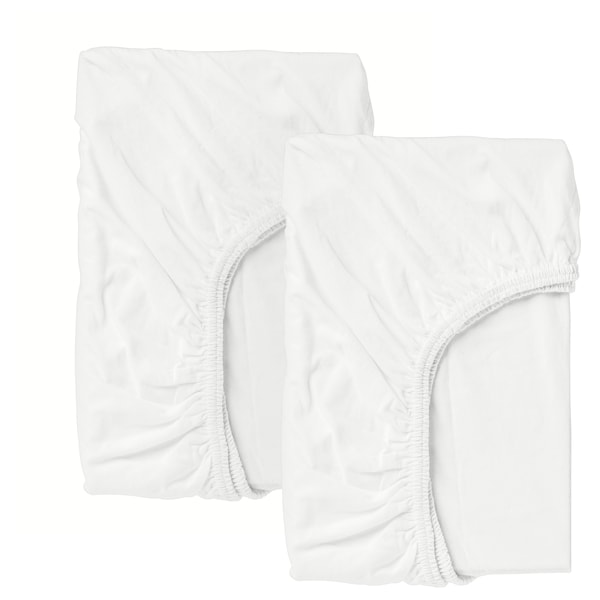 IKEA LEN crib fitted sheet, 28x52 in, 2 pack White, Ikea Ireland | 0572YKRCE