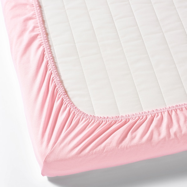 IKEA LEN crib fitted sheet, 28x52 in, 2 pack White / Pink, Ikea Ireland | 4270CPSMR