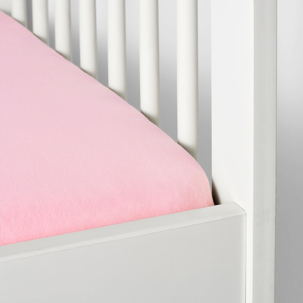 IKEA LEN crib fitted sheet, 28x52 in, 2 pack White / Pink, Ikea Ireland | 4270CPSMR