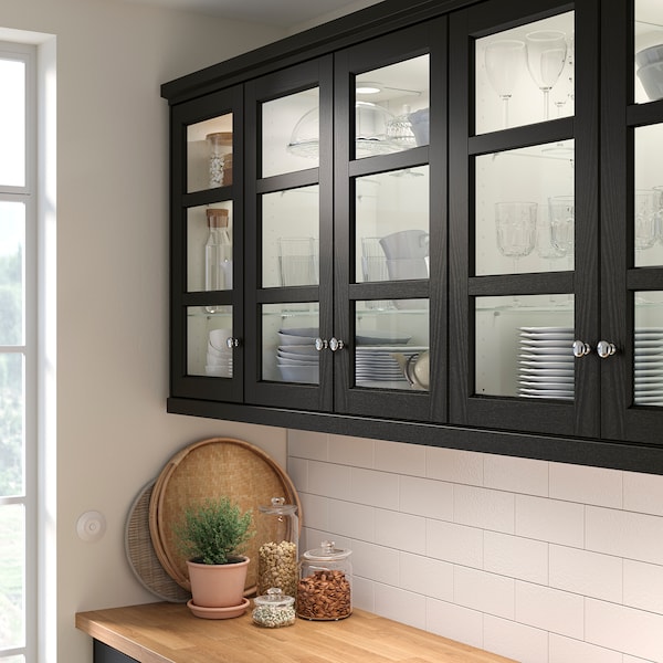 IKEA LERHYTTAN glass door, 15x40 in Black Stained, Ikea Ireland | 6481YSEBT