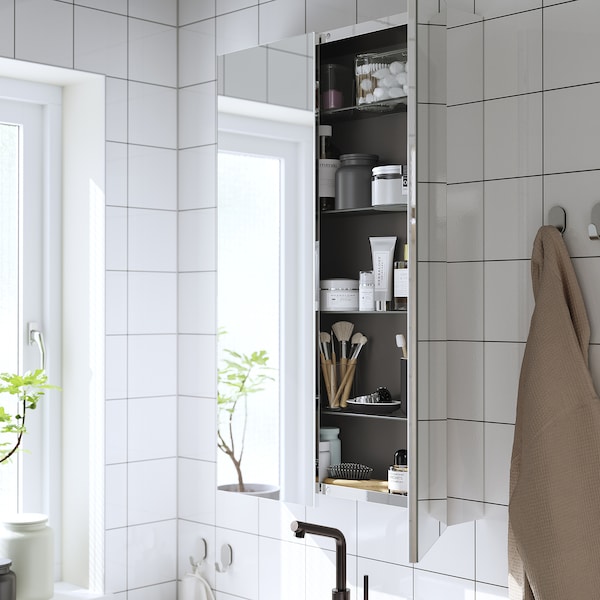 IKEA LETTAN mirror cabinet with doors, mirror effect/mirror glass, 24x6x37 in, Ikea Ireland | 2548SOQPN