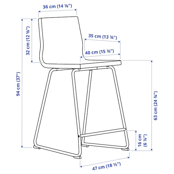 IKEA LILLÅNÄS bar stool, chrome plated/Gunnared dark gray, 24 3/4 in, Ikea Ireland | 1605THWVS