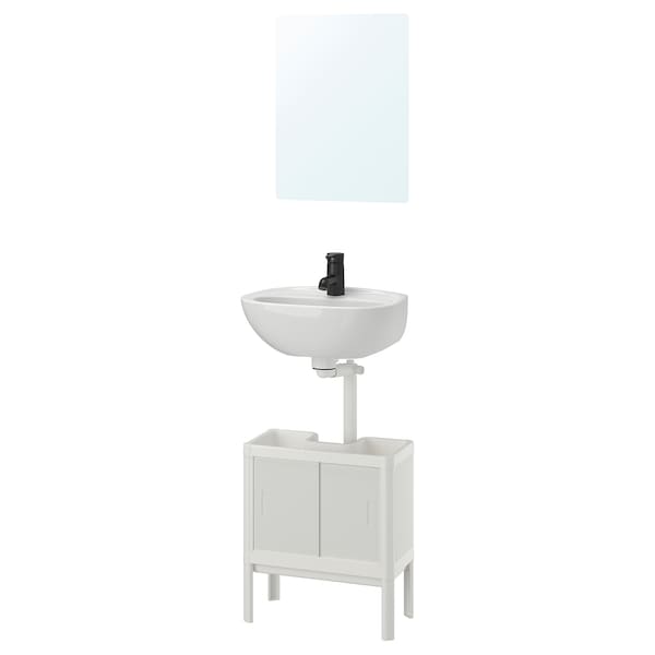 IKEA LILLTJÄRN / SKATSJÖN bathroom furniture, set of 5, white/Saljen faucet, 17 3/4x13 3/4 in, Ikea Ireland | 7518TFZRJ
