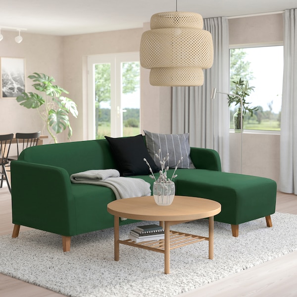 IKEA LINANÄS protector f 3-seat sofa w chaise, Vissle dark green, Ikea Ireland | 4026BIFUE
