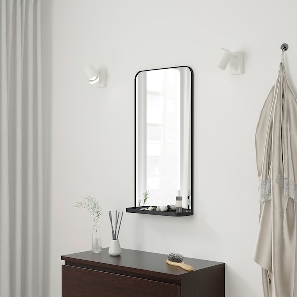 IKEA LINDBYN mirror with shelf, black, 15 3/4x31 1/2 in, Ikea Ireland | 3416ZVHDE
