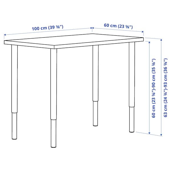 IKEA LINNMON / OLOV desk, 39 3/8x23 5/8 in Black / Brown, Ikea Ireland | 5702KJQCY