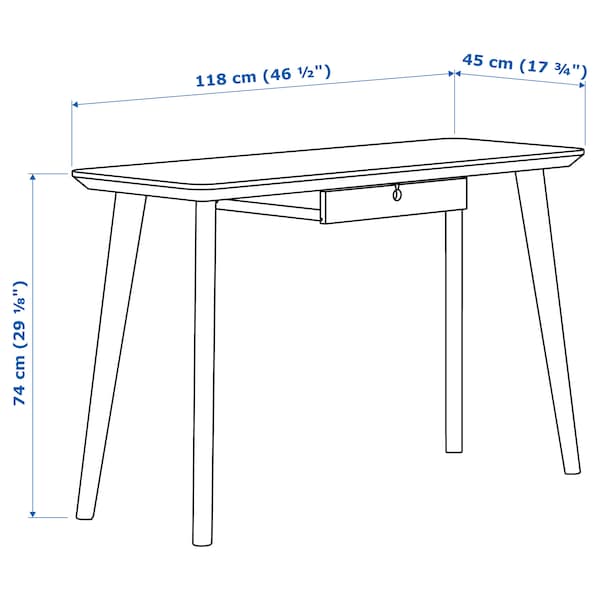 IKEA LISABO Desk, ash veneer, 46 1/2x17 3/4 in, Ikea Ireland | 1467DWQYA