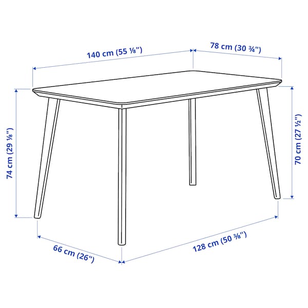 IKEA LISABO table, 55 1/8x30 3/4 in Black, Ikea Ireland | 4061CLBDT