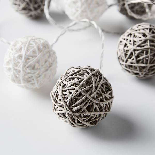 IKEA LIVSÅR LED string light with 12 lights, indoor, battery operated gray/white, Ikea Ireland | 0683HTBDL