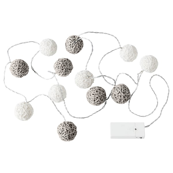 IKEA LIVSÅR LED string light with 12 lights, indoor, battery operated gray/white, Ikea Ireland | 0683HTBDL