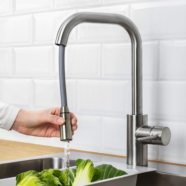 IKEA ÄLMAREN kitchen faucet with pull-out spout, stainless steel color, Ikea Ireland | 5812GDQTK