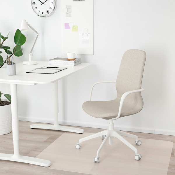 IKEA LÅNGFJÄLL conference chair with armrests Gunnared Beige / White, Ikea Ireland | 2635XUTAD