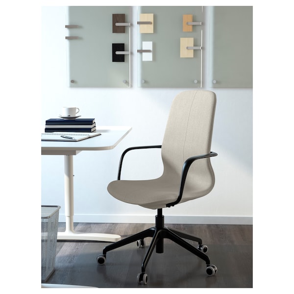 IKEA LÅNGFJÄLL conference chair with armrests, Gunnared beige/black Gunnared Beige / Black, Ikea Ireland | 5941ZQOYX
