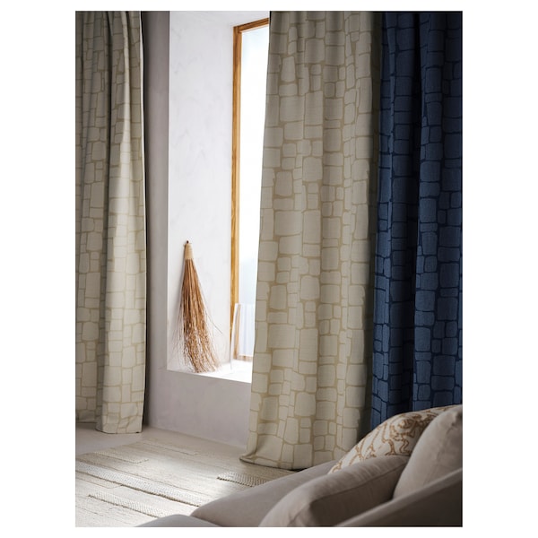 IKEA LÖNNSTÄVMAL black-out curtains, 1 pair, 57x84 in Beige, Ikea Ireland | 6079UICWM