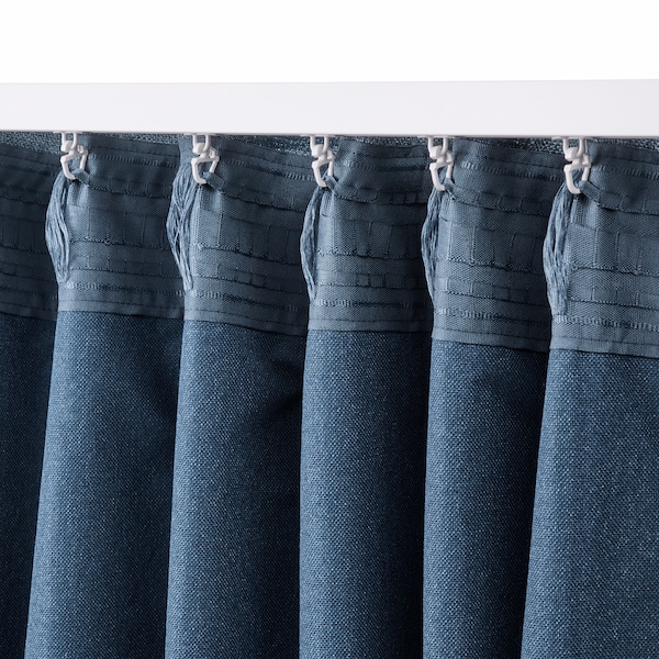 IKEA LÖNNSTÄVMAL black-out curtains, 1 pair, 57x84 in Blue, Ikea Ireland | 9520TWBKA