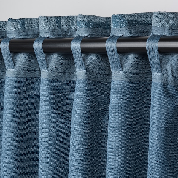 IKEA LÖNNSTÄVMAL black-out curtains, 1 pair, 57x84 in Blue, Ikea Ireland | 9520TWBKA