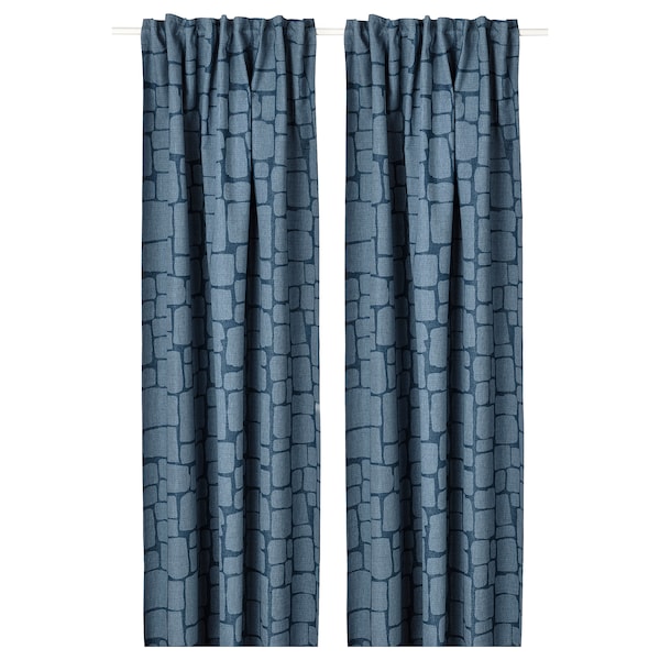 IKEA LÖNNSTÄVMAL black-out curtains, 1 pair, 57x84 in Blue, Ikea Ireland | 9520TWBKA