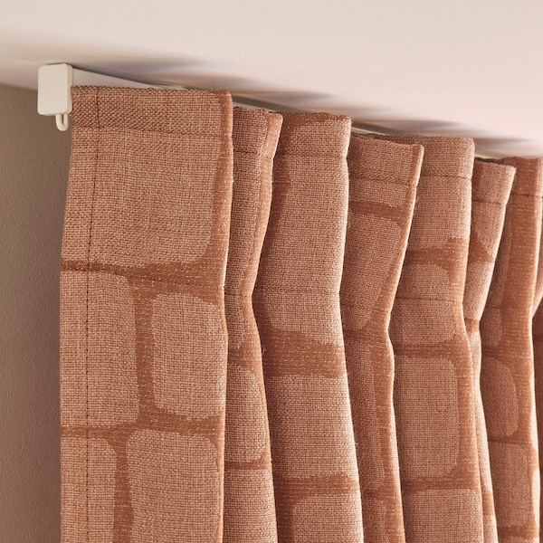 IKEA LÖNNSTÄVMAL black-out curtains, 1 pair, 57x84 in Light Red / Brown, Ikea Ireland | 1958JTYNW