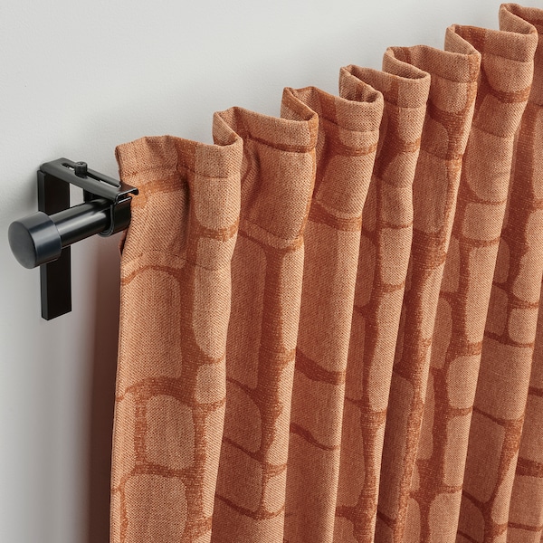 IKEA LÖNNSTÄVMAL black-out curtains, 1 pair, 57x84 in Light Red / Brown, Ikea Ireland | 1958JTYNW