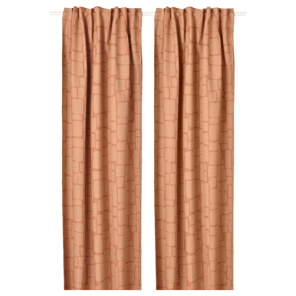 IKEA LÖNNSTÄVMAL black-out curtains, 1 pair, 57x84 in Light Red / Brown, Ikea Ireland | 1958JTYNW