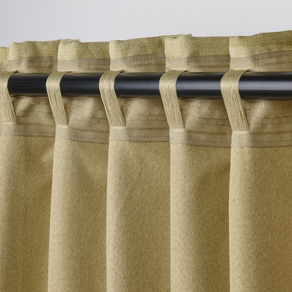IKEA LÖNNSTÄVMAL black-out curtains, 1 pair, 57x84 in Light Olive / Green, Ikea Ireland | 5201ICKYX