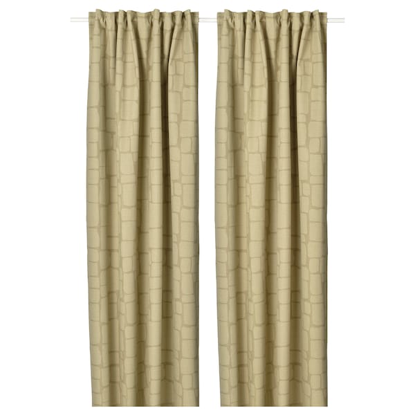 IKEA LÖNNSTÄVMAL black-out curtains, 1 pair, 57x84 in Light Olive / Green, Ikea Ireland | 5201ICKYX