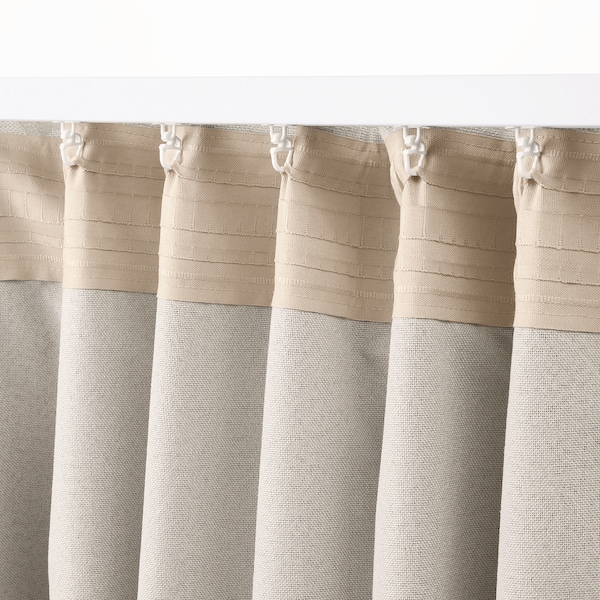 IKEA LÖNNSTÄVMAL black-out curtains, 1 pair, 57x98 in Beige, Ikea Ireland | 6378APWDU