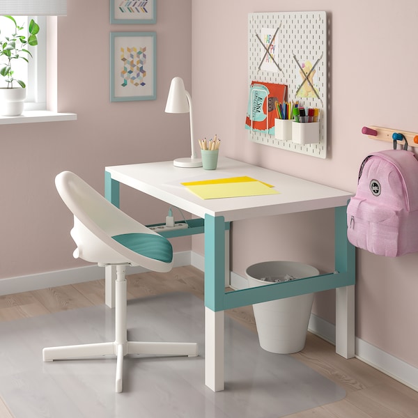 IKEA LOBERGET / SIBBEN children’s desk chair with pad, white/turquoise, Ikea Ireland | 2640MICHV