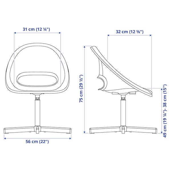 IKEA LOBERGET / SIBBEN child's desk chair, white, Ikea Ireland | 5603HTPMC