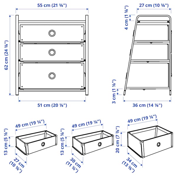 IKEA LOTE 3-drawer chest, white, 21 5/8x24 3/8 in, Ikea Ireland | 1592SDZPX
