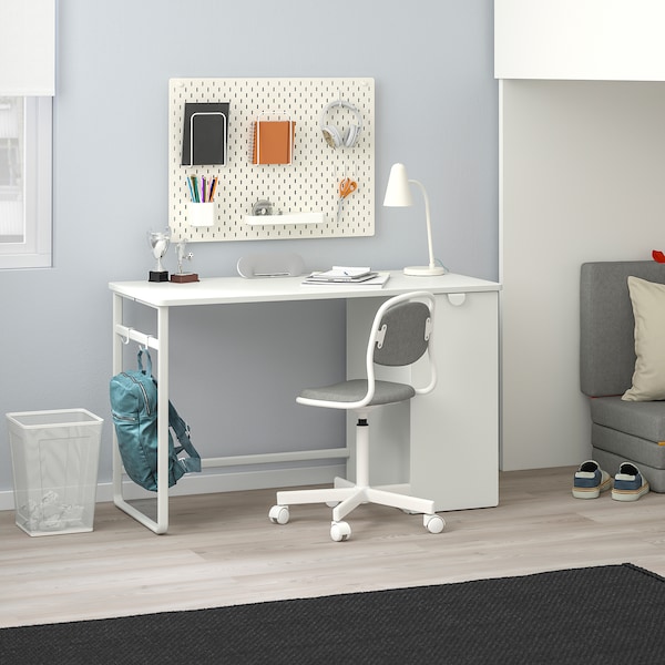 IKEA LÄRANDE desk with pull-out storage unit, white, 47 1/4x22 7/8 in, Ikea Ireland | 7208CMQLG