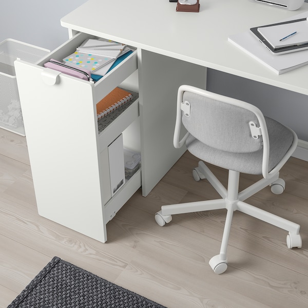 IKEA LÄRANDE desk with pull-out storage unit, white, 47 1/4x22 7/8 in, Ikea Ireland | 7208CMQLG