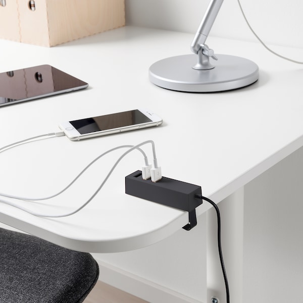IKEA LÖRBY USB charger with clamp, black, Ikea Ireland | 1906UVMQF