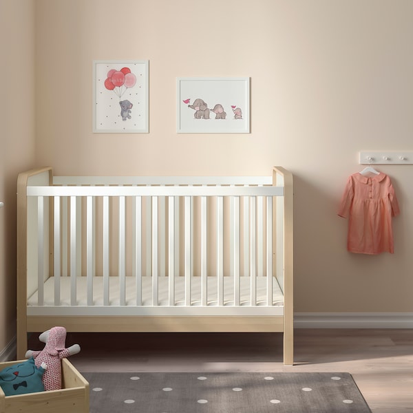 IKEA ÄLSKVÄRD crib, 27 1/2x52 in Birch / White, Ikea Ireland | 4612EFOAS