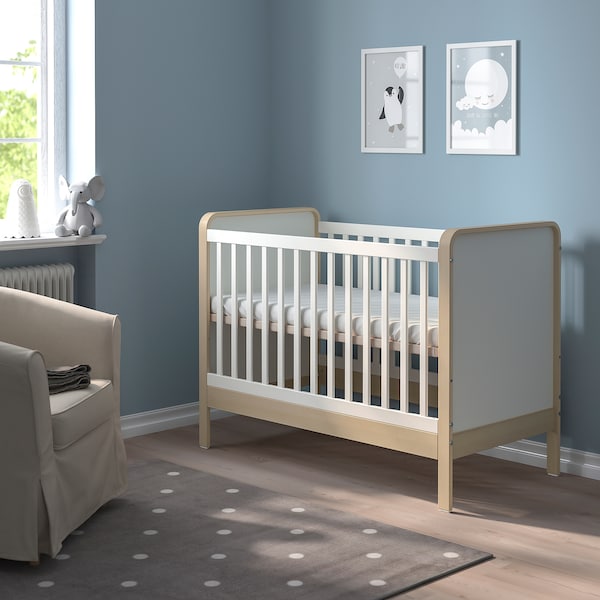IKEA ÄLSKVÄRD crib, 27 1/2x52 in Birch / White, Ikea Ireland | 4612EFOAS