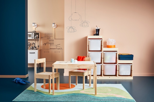 IKEA LÄTT Children's table and 2 chairs, white, pine, Ikea Ireland | 3697ITVFO