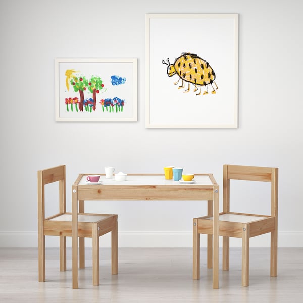 IKEA LÄTT Children's table and 2 chairs, white, pine, Ikea Ireland | 3697ITVFO