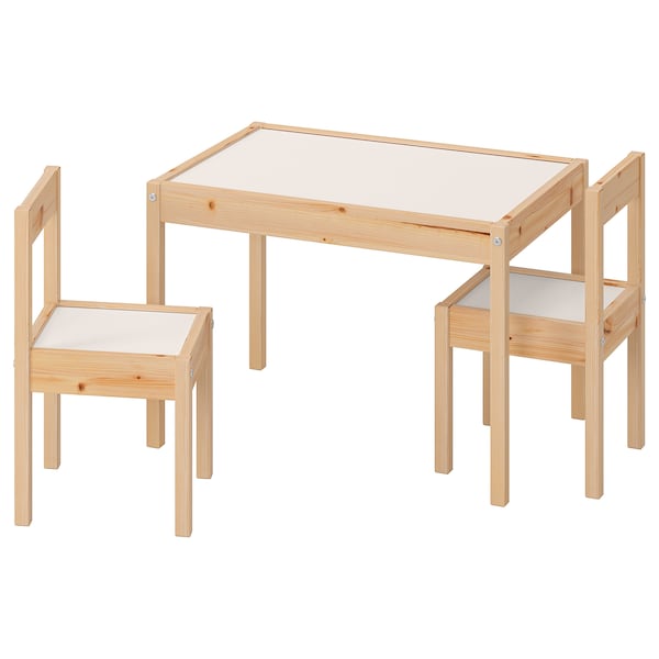 IKEA LÄTT Children\'s table and 2 chairs, white, pine, Ikea Ireland | 3697ITVFO