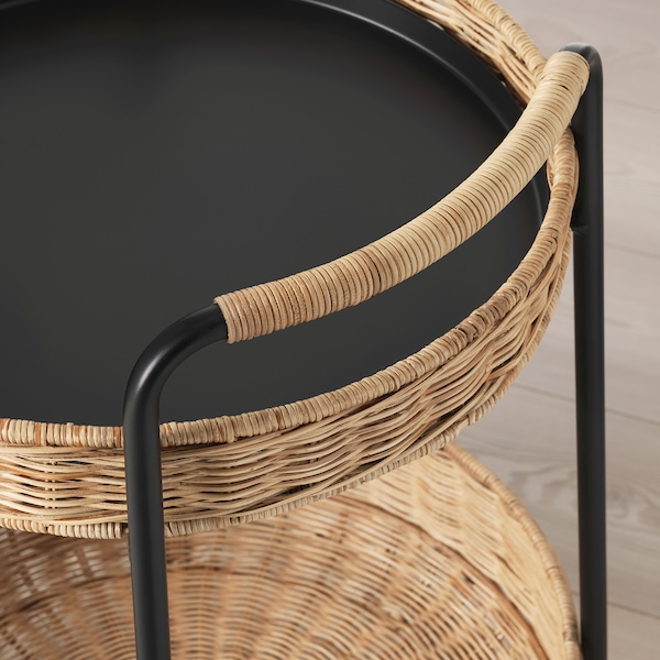 IKEA LUBBAN Serving cart with storage, rattan, anthracite, Ikea Ireland | 3860QUJLI