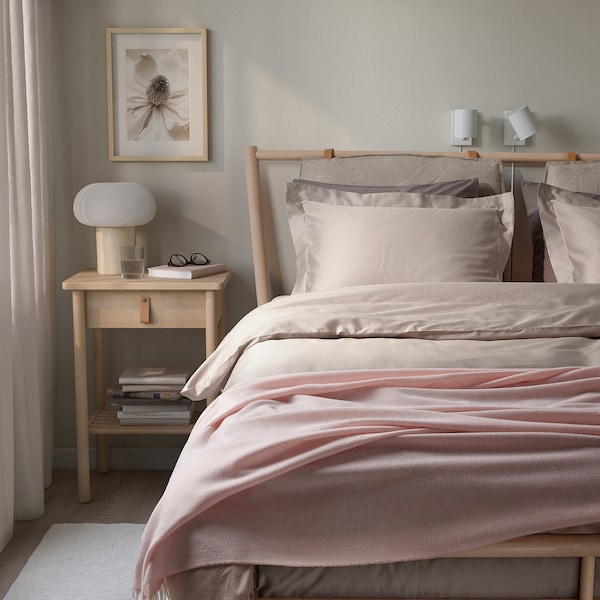 IKEA LUKTJASMIN duvet cover and pillowcase(s), Twin Gray / Beige, Ikea Ireland | 4089DLTMI