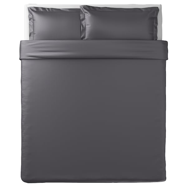IKEA LUKTJASMIN duvet cover and pillowcase(s), Full/Queen (Double/Queen) Dark Gray, Ikea Ireland | 2051JZVQX