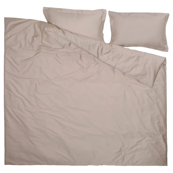 IKEA LUKTJASMIN duvet cover and pillowcase(s), Full/Queen (Double/Queen) Gray / Beige, Ikea Ireland | 5106YRPHJ